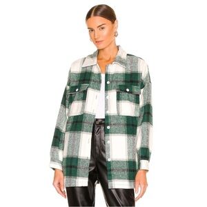 Lovers + Friends / Revolve Kaianna Plaid Flannel Shacket in Green Multi